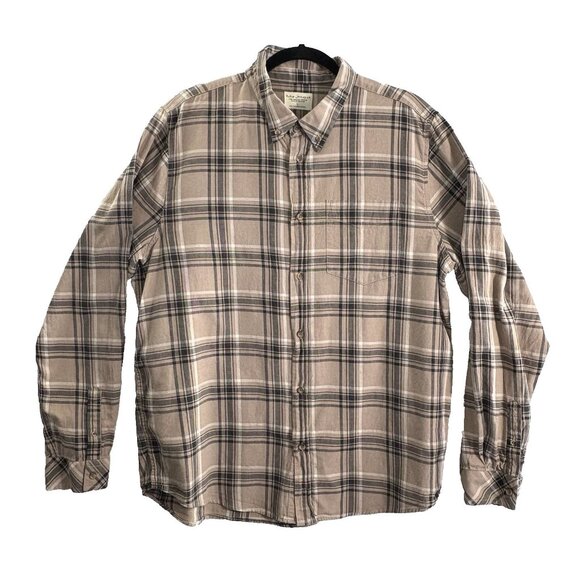 NUDIE JEANS CO Men Chuck Plaid Twill Shirt Sz L Brown Button Front Checker 23-7 - Picture 1 of 11